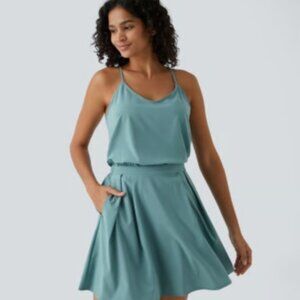 Halara Breezeful Slip Dress Lightweight Adjustable Straps Pleated Mini Sz M  10